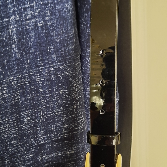 Blue dress with patent black belt - Picture 2 of 5